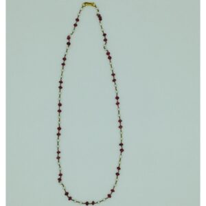 White Freshwater Round Pearls With Ruby Gold Taar Mala JGT0012