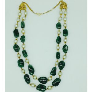 South Sea Pearls With Beryl Tumbles Gold Taar Necklace JGT0009