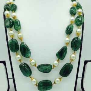 South Sea Pearls With Beryl Tumbles Gold Taar Necklace JGT0009