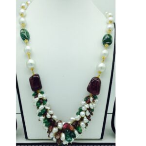 South sea pearls, Emerald and Tormaline Gold Taar Necklace JGT0008
