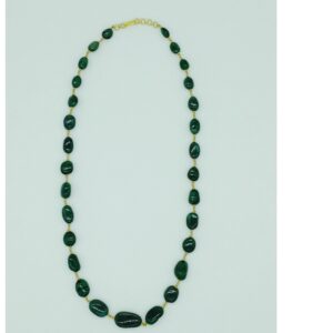 Green Emerald Oval Tumbles Gold Taar Necklace JGT0007