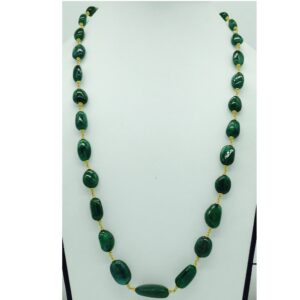 Green Emerald Oval Tumbles Gold Taar Necklace JGT0007