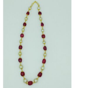 South Sea Pearls With Ruby Tumbles Gold Taar Necklace JGT0005