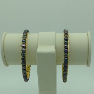 Black Button Pearls And CZ Chakri Bangles JBG0085