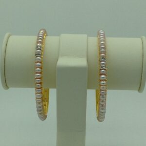 Pink Flat Pearls And CZ Chakri Bangles JBG0083