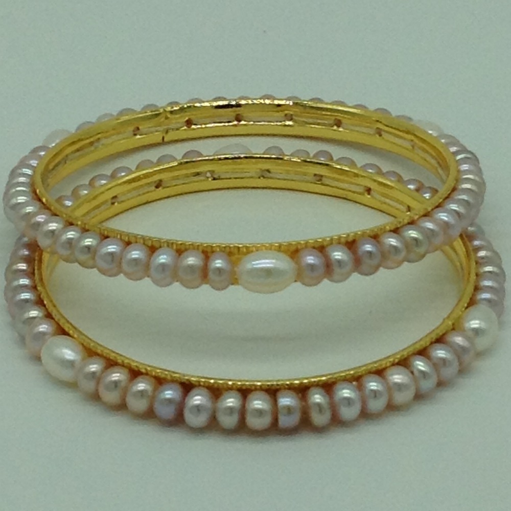 Pink And White Pearls Bangles JBG0082