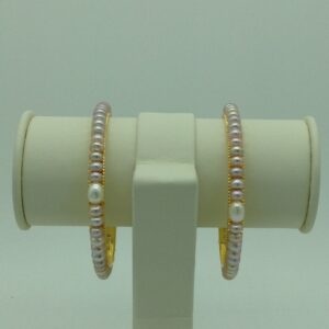 Pink And White Pearls Bangles JBG0082