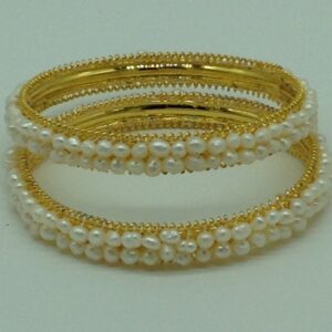 White Seed Pearls 2 Layers AC Bangles JBG0080