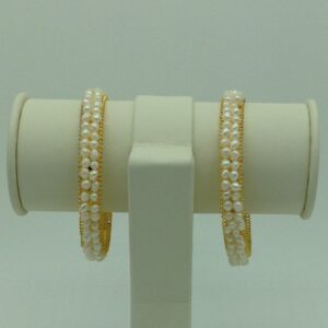 White Seed Pearls 2 Layers AC Bangles JBG0080
