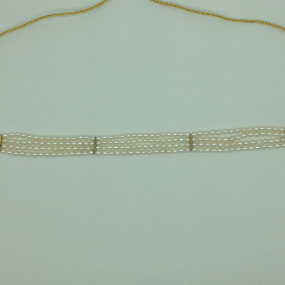 Freshwater White Oval Pearls 4 Layers Choker JPM0362