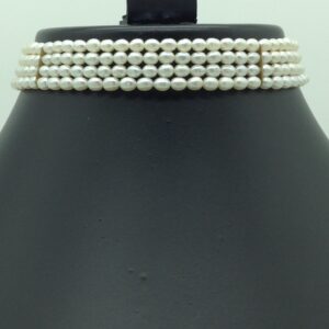 Freshwater White Oval Pearls 4 Layers Choker JPM0362