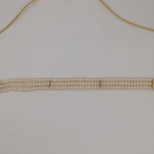 Freshwater Cream Flat Pearls 3 Layers Choker JPM0360