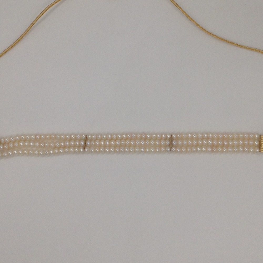 Freshwater Cream Flat Pearls 3 Layers Choker JPM0360