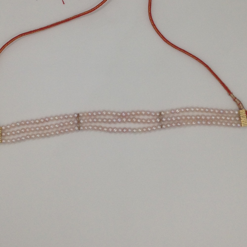 Freshwater Pink Potato Pearls 3 Layers Choker JPM0355