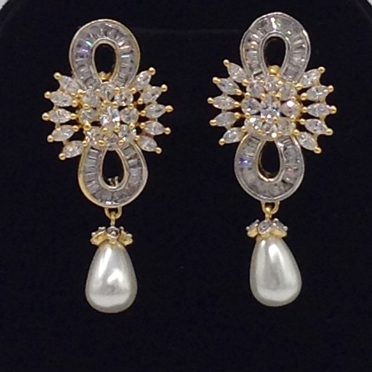 White CZ Choker Set With 4 Line Black Flat Pearls Mala JPS0540 - Image 3