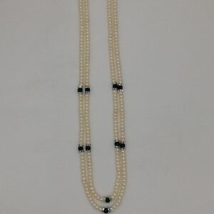 White Flat Pearls Necklace With CZ White Chakri JPM0343