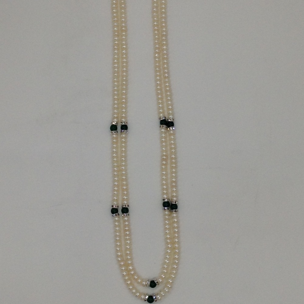 White Flat Pearls Necklace With CZ White Chakri JPM0343