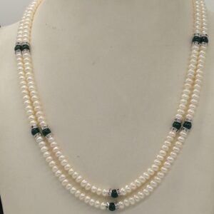 White Flat Pearls Necklace With CZ White Chakri JPM0343