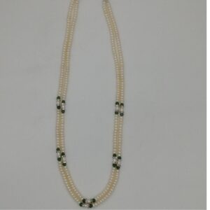 White Flat Pearls Necklace With CZ White Chakri JPM0341