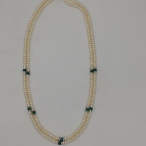 White Flat Pearls Necklace With CZ White Chakri JPM0339