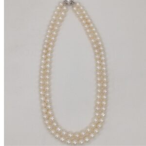 White Round Graded Pearls 2 Layers Necklace JPM0336