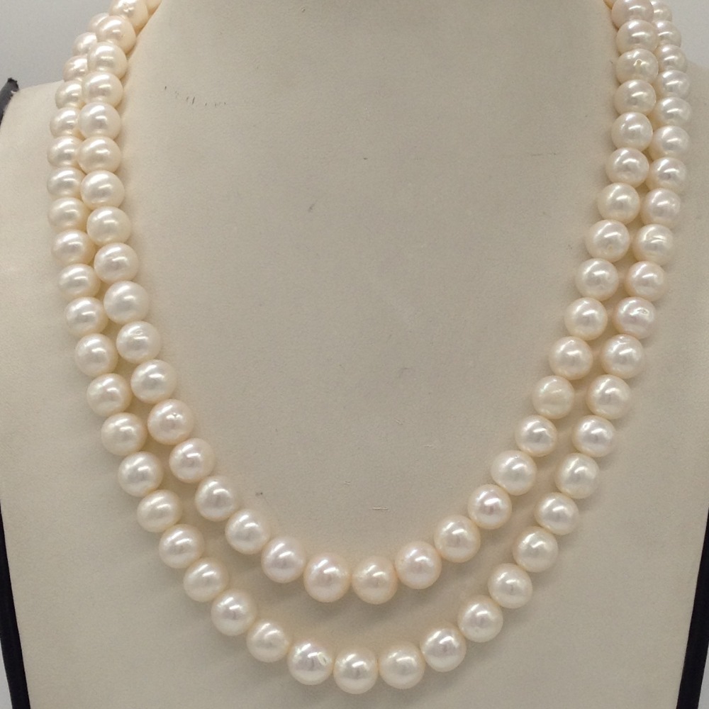 White Round Graded Pearls 2 Layers Necklace JPM0336