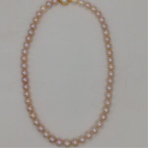 Freshwater Pink Round Pearls Single Layer Mala JPM0334