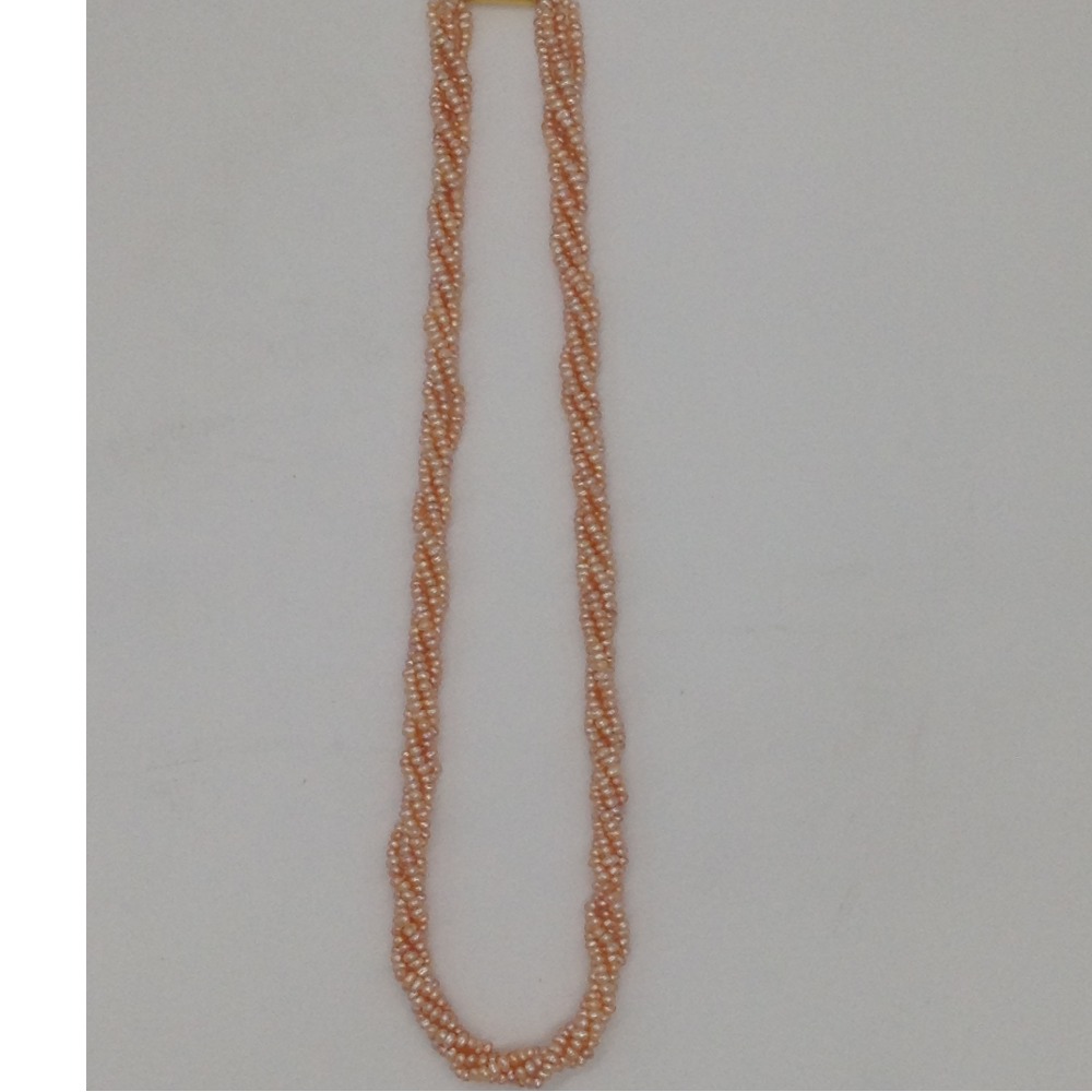 Orange Seed Pearls 4 Layers Twisted Necklace JPM0333
