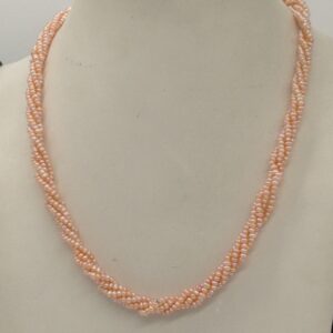 Orange Seed Pearls 4 Layers Twisted Necklace JPM0333