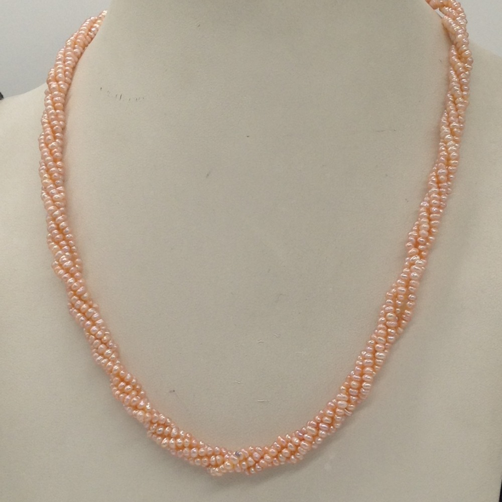 Orange Seed Pearls 4 Layers Twisted Necklace JPM0333