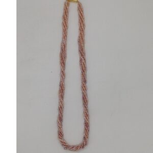 Pink Seed Pearls 5 Layers Twisted Necklace JPM0332