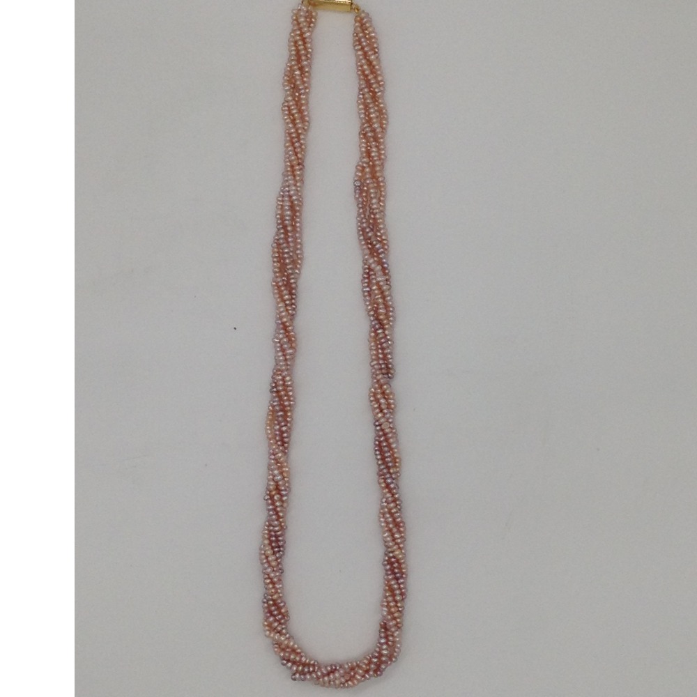 Pink Seed Pearls 5 Layers Twisted Necklace JPM0332