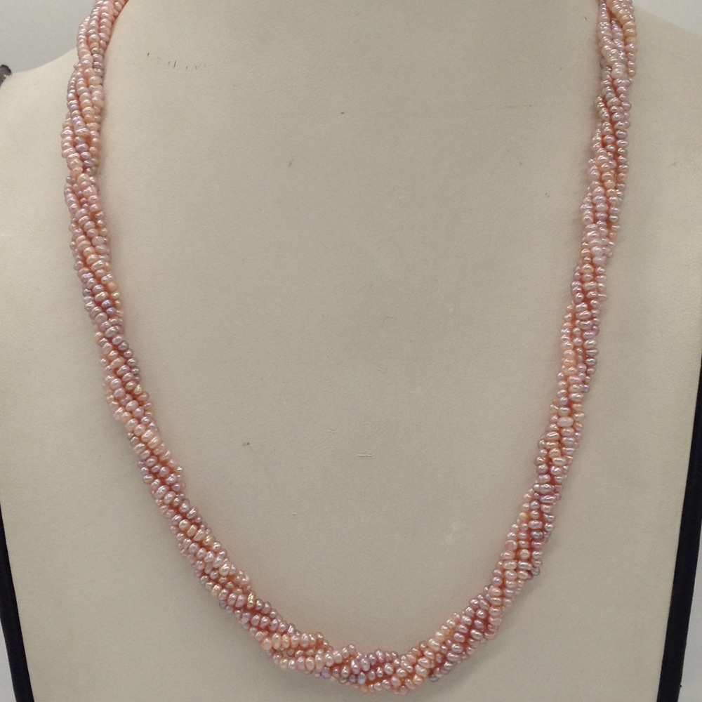Pink Seed Pearls 5 Layers Twisted Necklace JPM0332