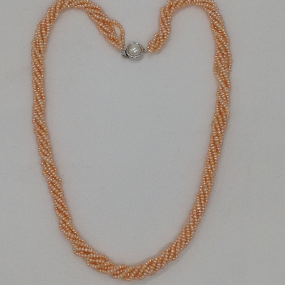 Orange Seed Pearls 6 Layers Twisted Necklace JPM0331