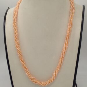 Orange Seed Pearls 6 Layers Twisted Necklace JPM0331