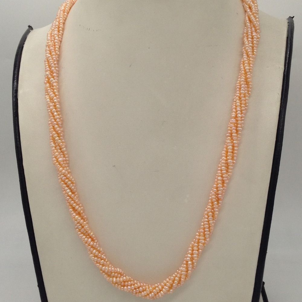 Orange Seed Pearls 6 Layers Twisted Necklace JPM0331