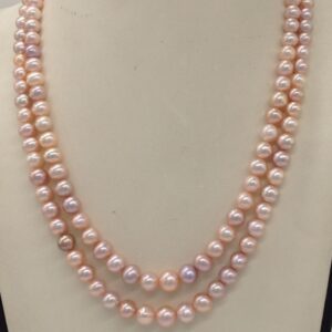 Pink Round Graded Pearls 2 Layers Necklace JPM0329
