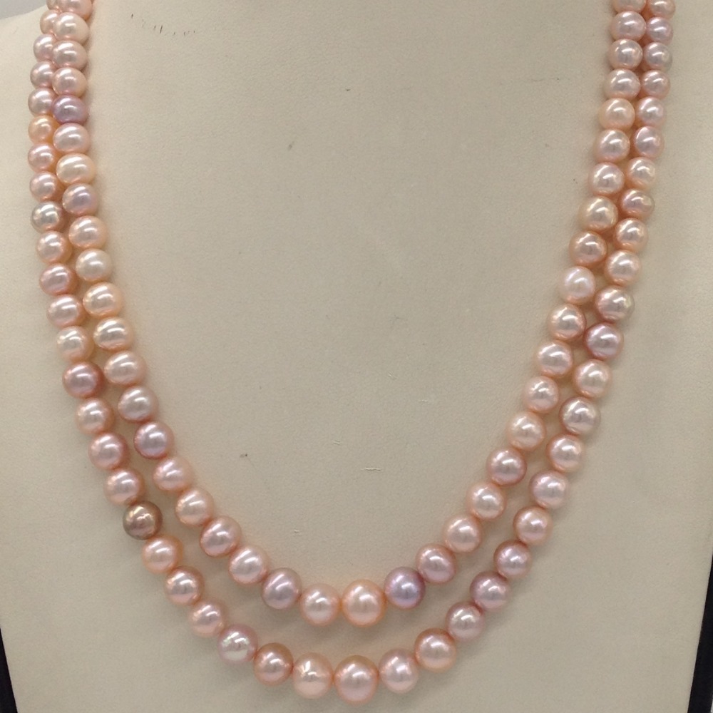Pink Round Graded Pearls 2 Layers Necklace JPM0329