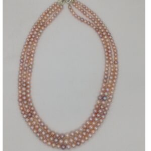 Pink Round Graded Pearls 3 Layers Necklace JPM0328