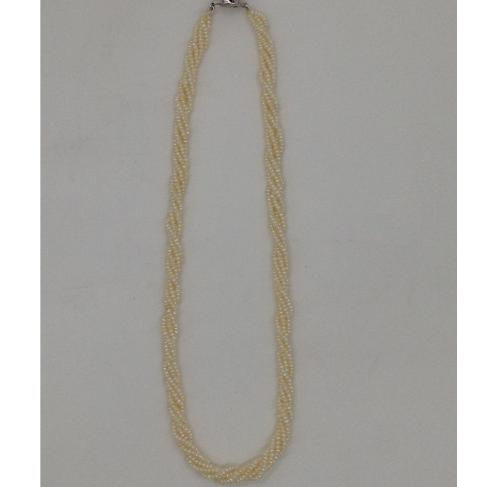 White Seed Pearls 5 Layers Twisted Necklace JPM0327