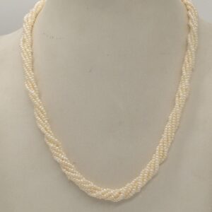 White Seed Pearls 5 Layers Twisted Necklace JPM0327