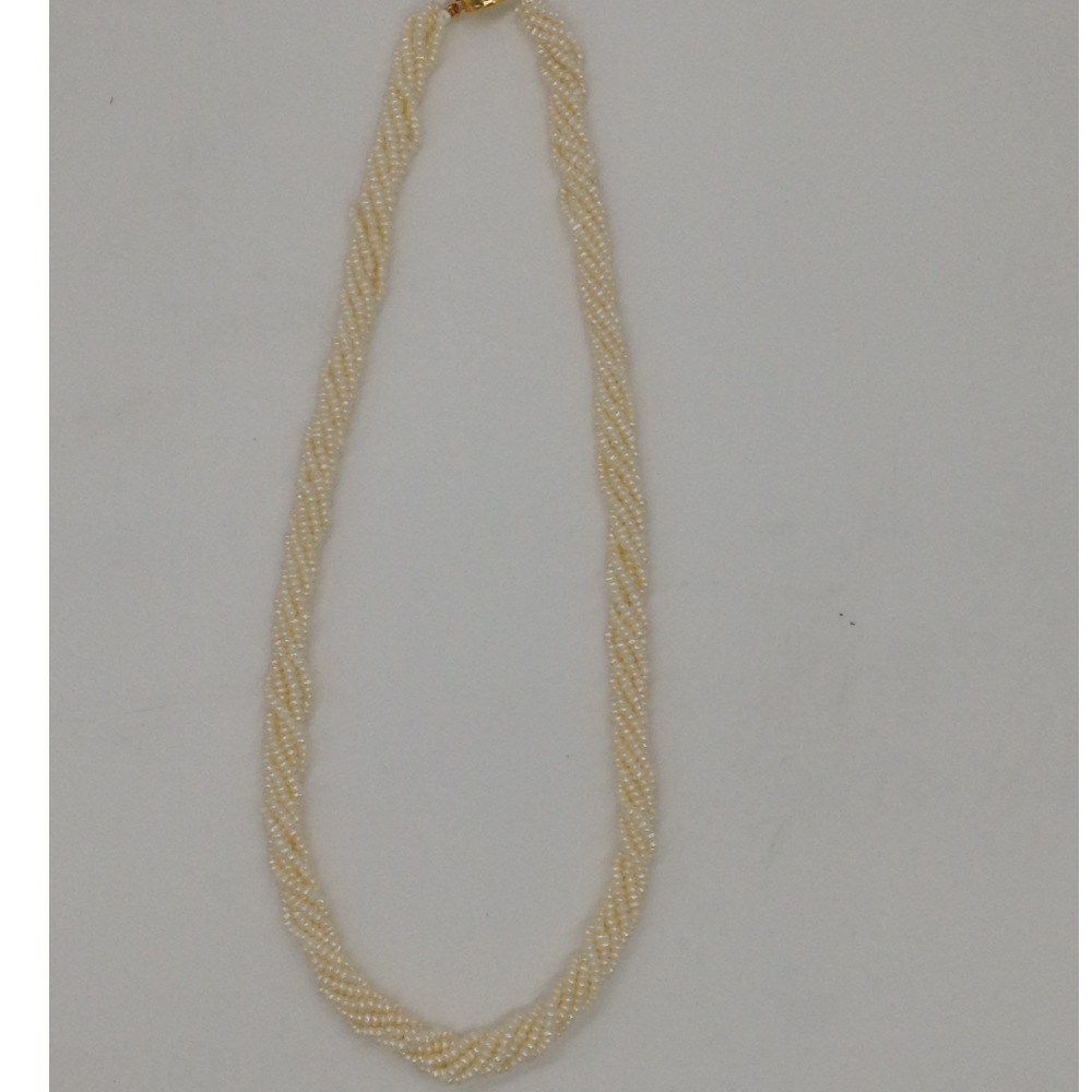 White Seed Pearls 7 Layers Twisted Necklace JPM0326
