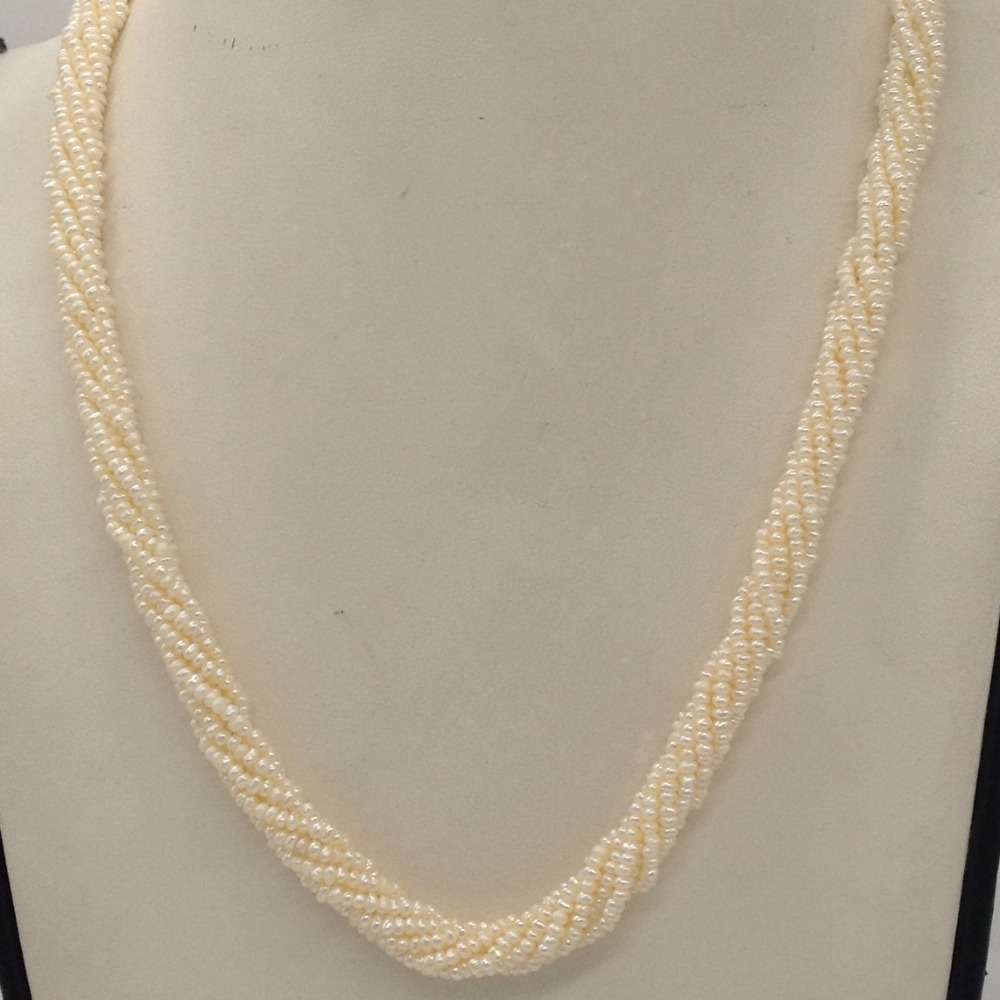 White Seed Pearls 7 Layers Twisted Necklace JPM0326