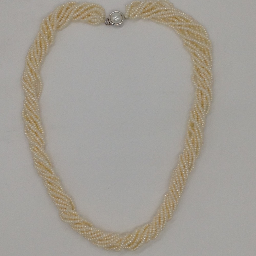 White Seed Pearls 10 Layers Twisted Necklace JPM0325