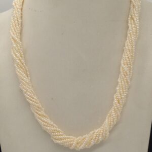 White Seed Pearls 10 Layers Twisted Necklace JPM0325