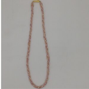 Freshwater Pink Rice Pearls 3 Layers Twisted Necklace JPM0324