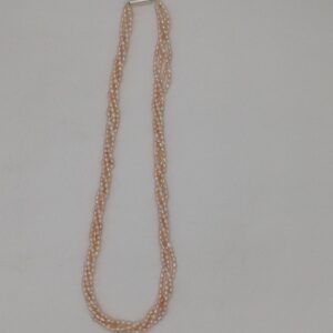 Freshwater Pink Rice Pearls 4 Layers Twisted Necklace JPM0323