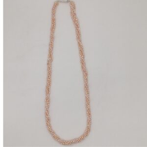 Freshwater Pink Rice Pearls 5 Layers Twisted Necklace JPM0322