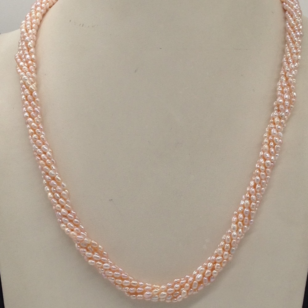 Pink Rice Pearls 7 Layers Twisted Necklace JPM0321