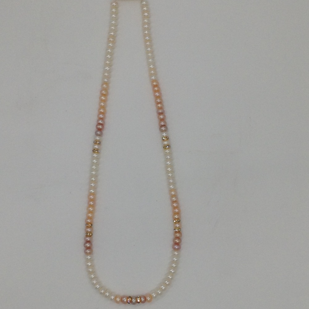 Multicoloured Shaded Pearls Mala With CZ Chakri JPM0318